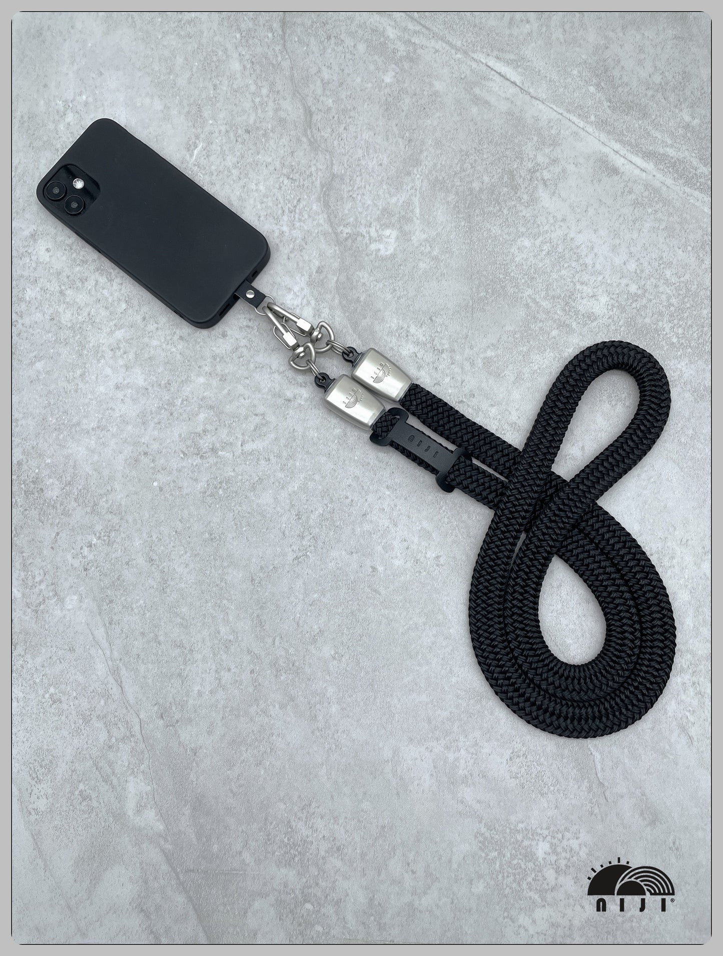 14mm coreless mobile strap Black color