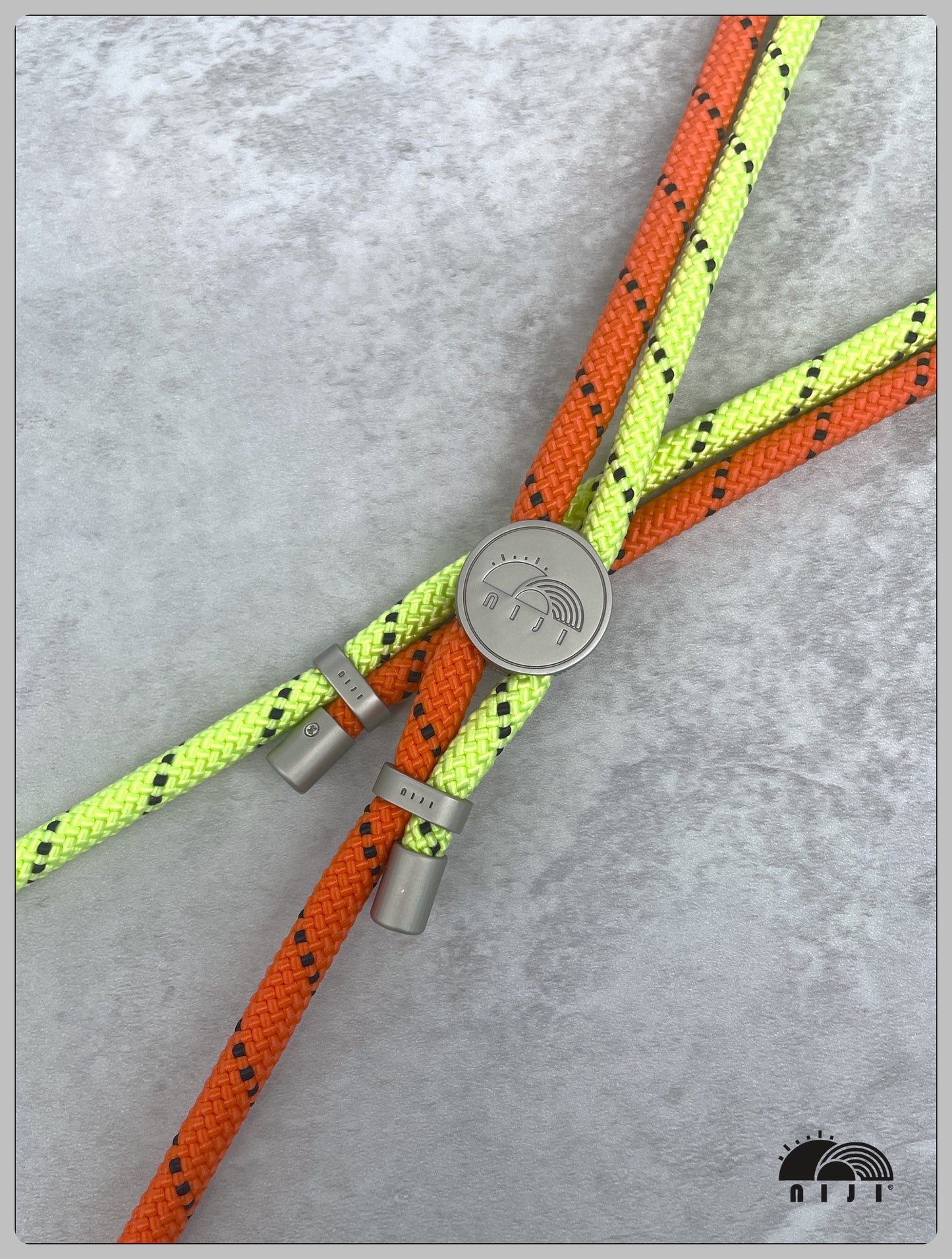 "AW24 NEW COLLECTION" Two tonal crossbody mobile strap 7mm Orange w black tracer  / Neon green w black tracer