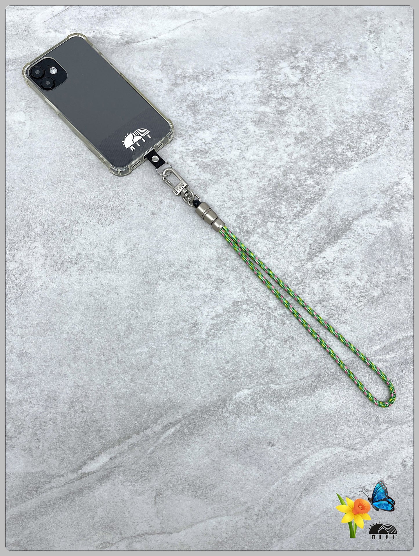"SS25 Special" 4.5mm Wrist Strap Mountaindax Green w pink & yellow tracer