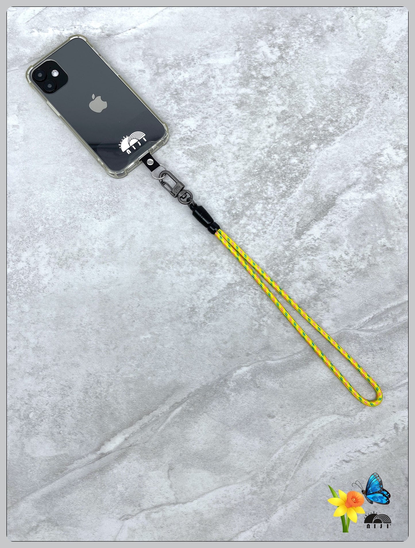 "SS25 Special" 4.5mm Wrist Strap Mountaindax Yellow w pink & teal blue tracer