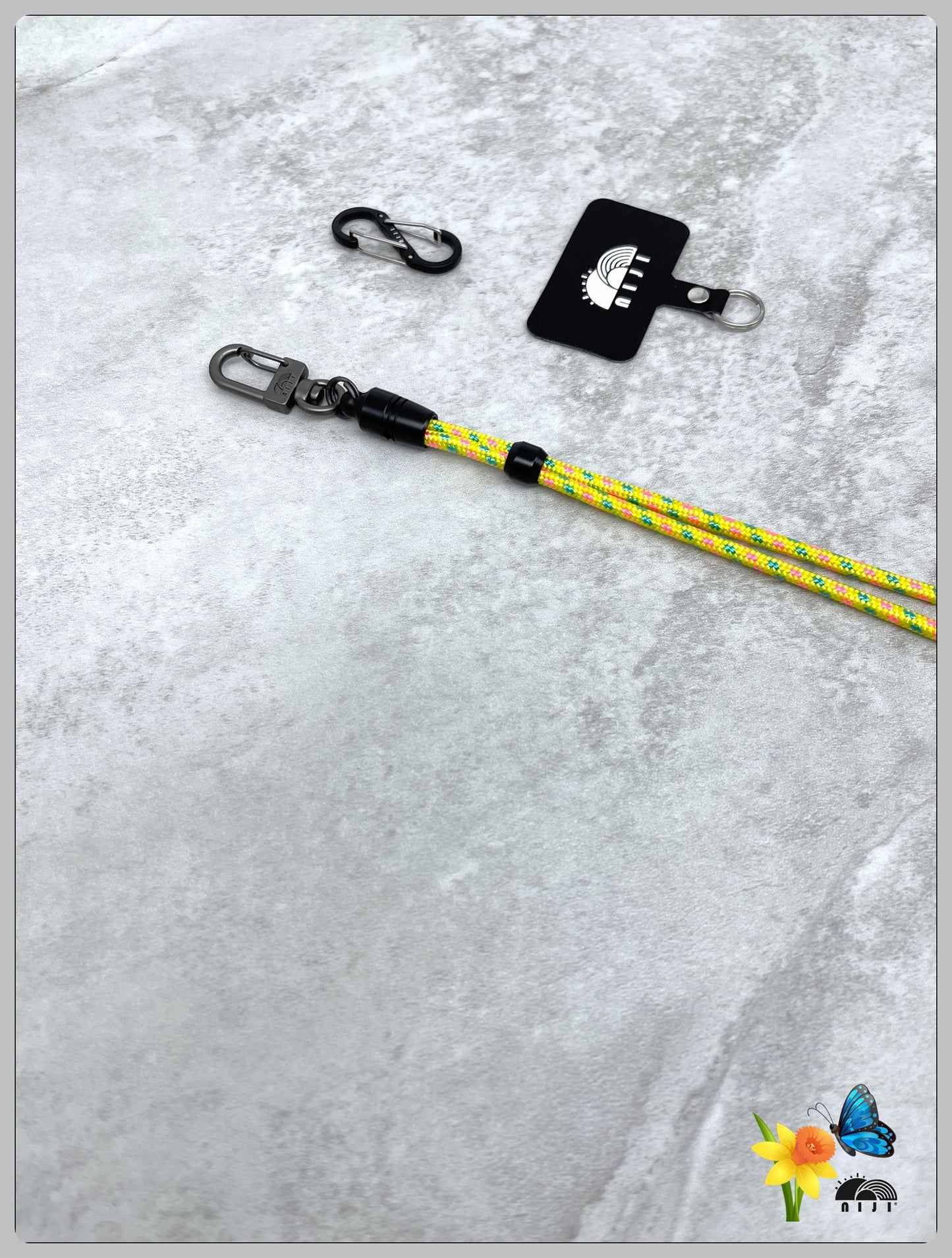 "SS25 Special" 4.5mm Wrist Strap Mountaindax Yellow w pink & teal blue tracer