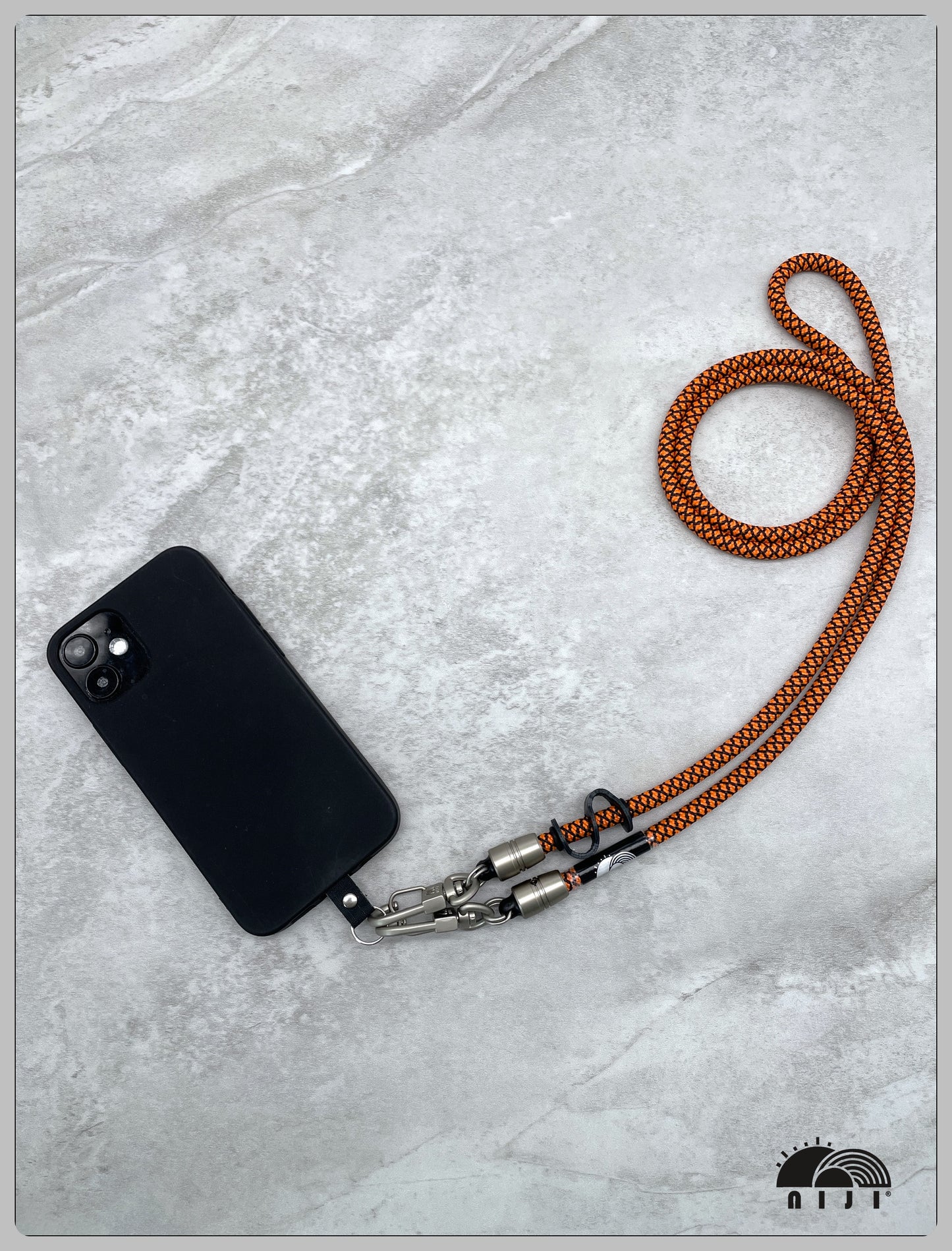 6.5mm Neon orange w black diamond pattern