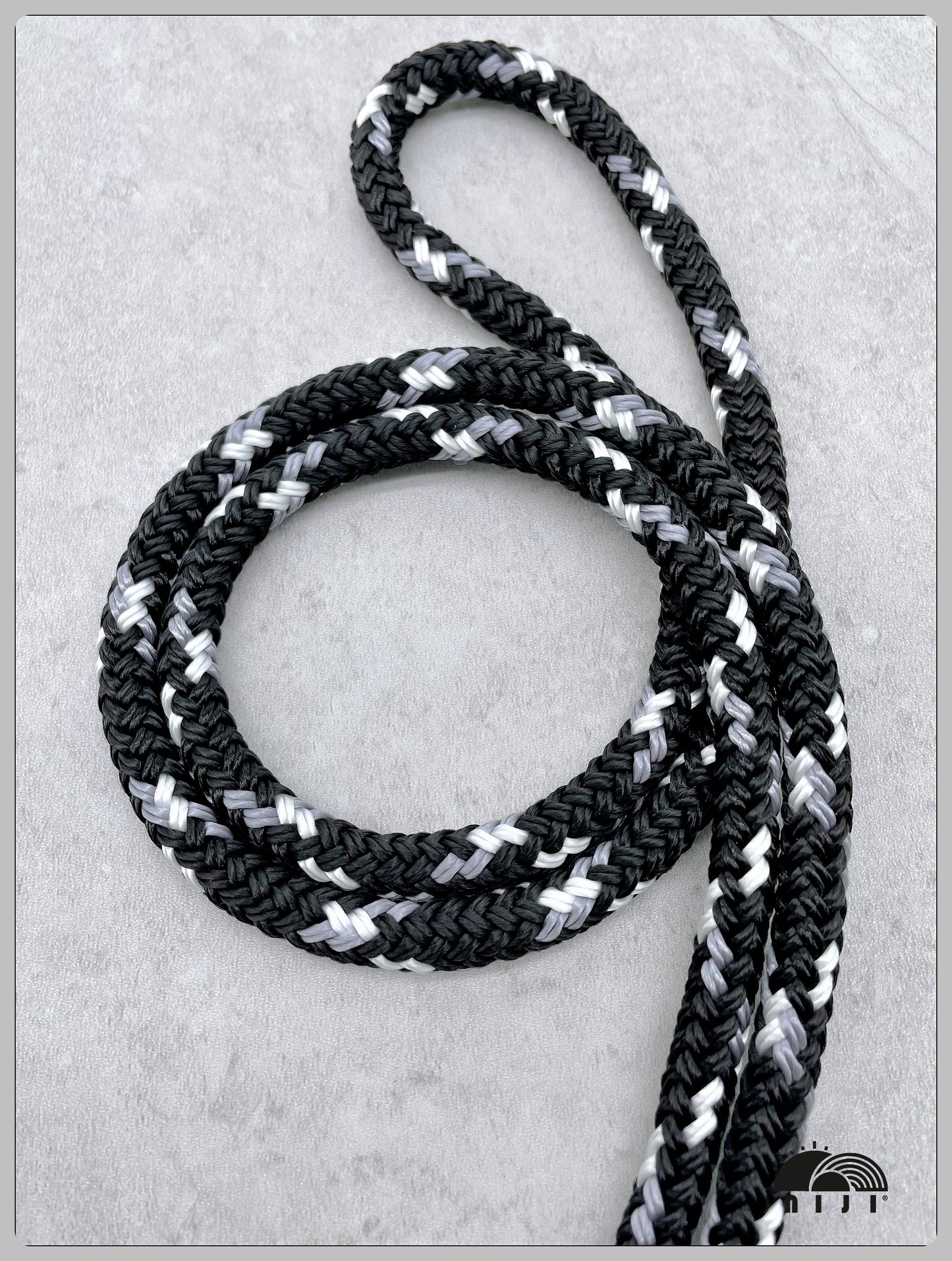 "Double braided" 8mm Black w grey & white tracer