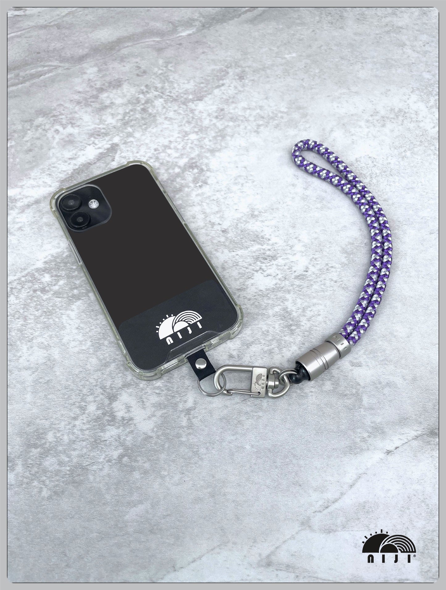 6mm Silver Grey & Purple Diamond pattern