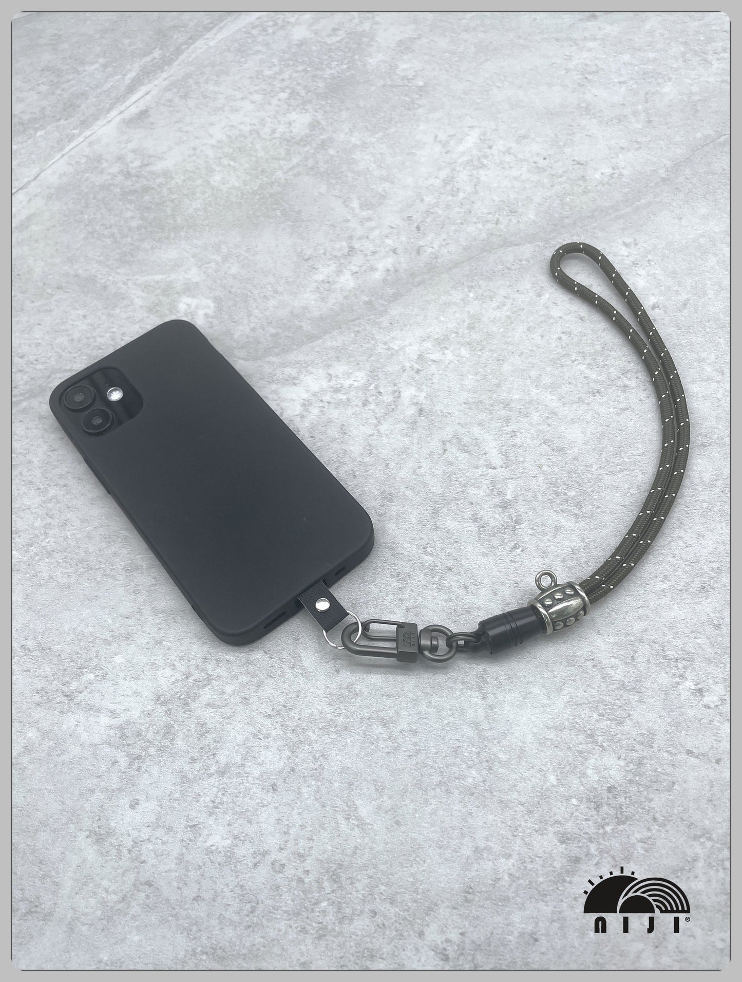 "4mm paracord wrist strap" Charcoal single tracer strap w wine barrel ornament