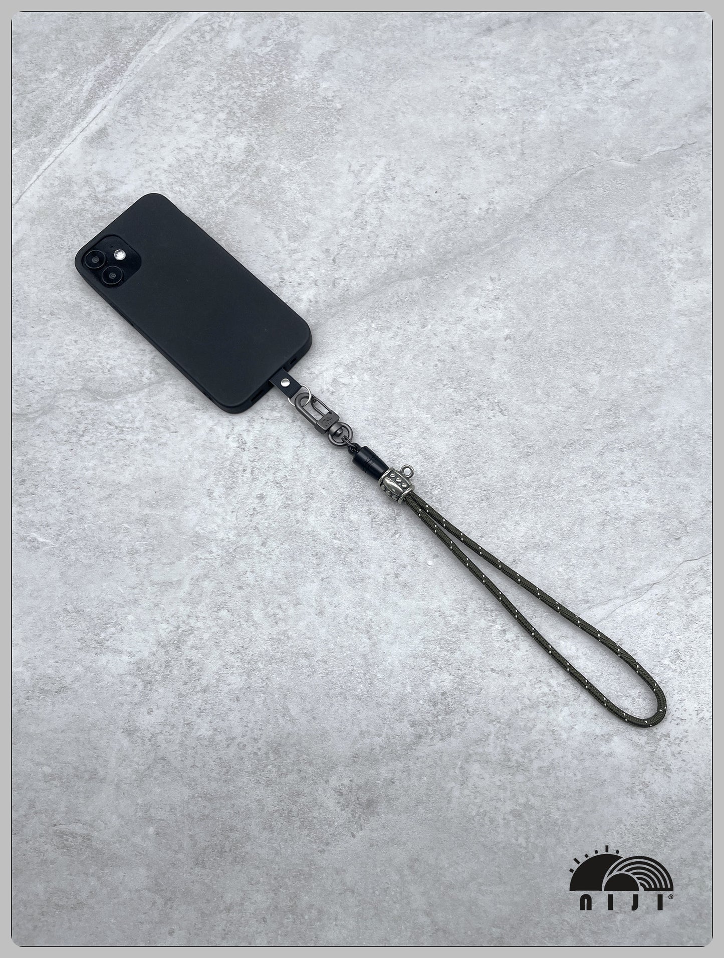 "4mm paracord wrist strap" Charcoal single tracer strap w wine barrel ornament