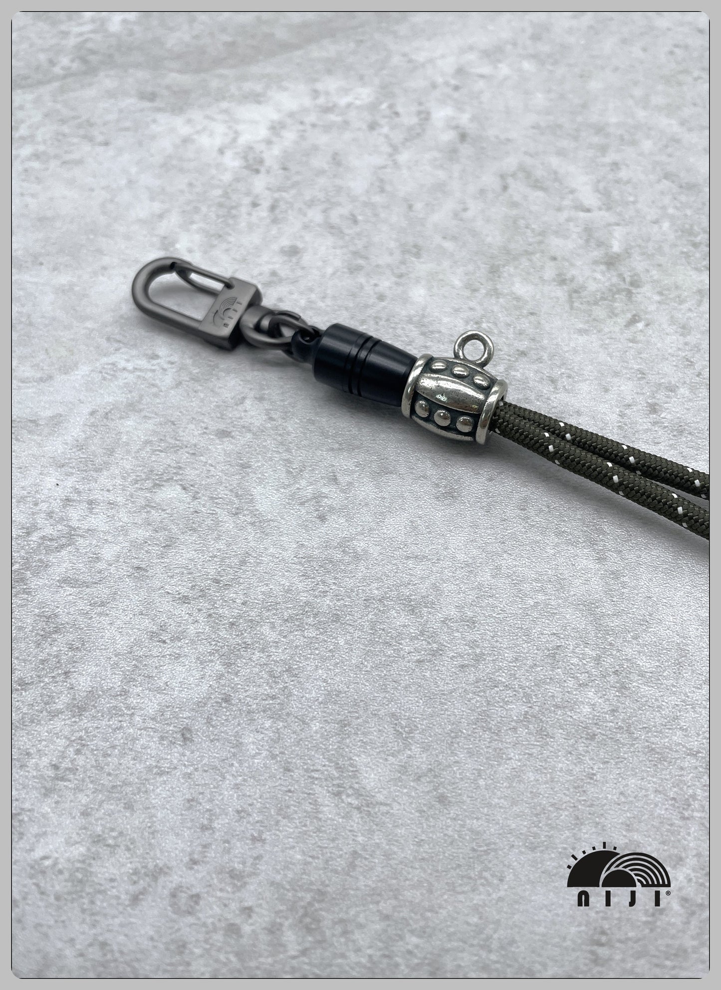 "4mm paracord wrist strap" Charcoal single tracer strap w wine barrel ornament