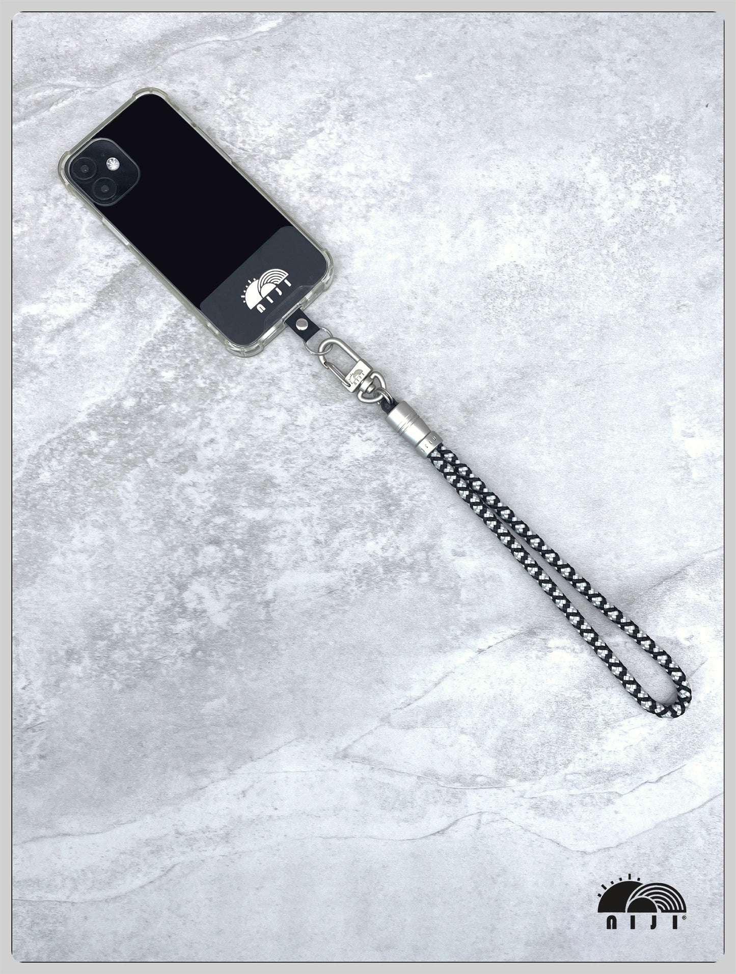 6mm Silver Grey & Black Diamond pattern