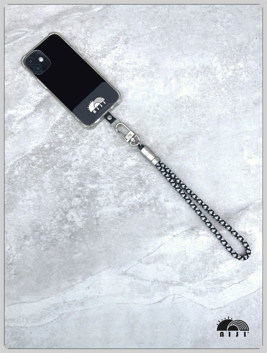 6mm Silver Grey & Black Diamond pattern