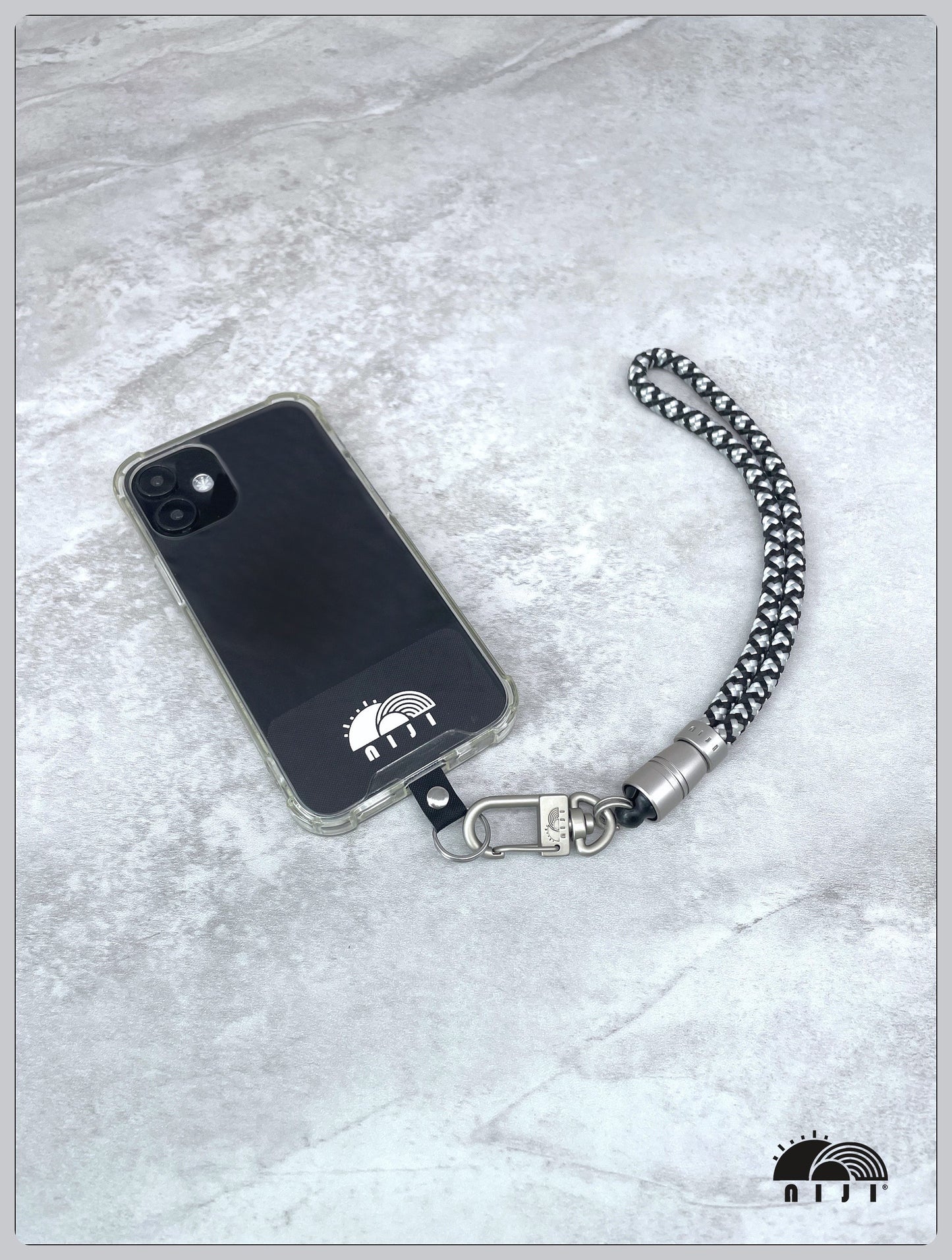 6mm Silver Grey & Black Diamond pattern