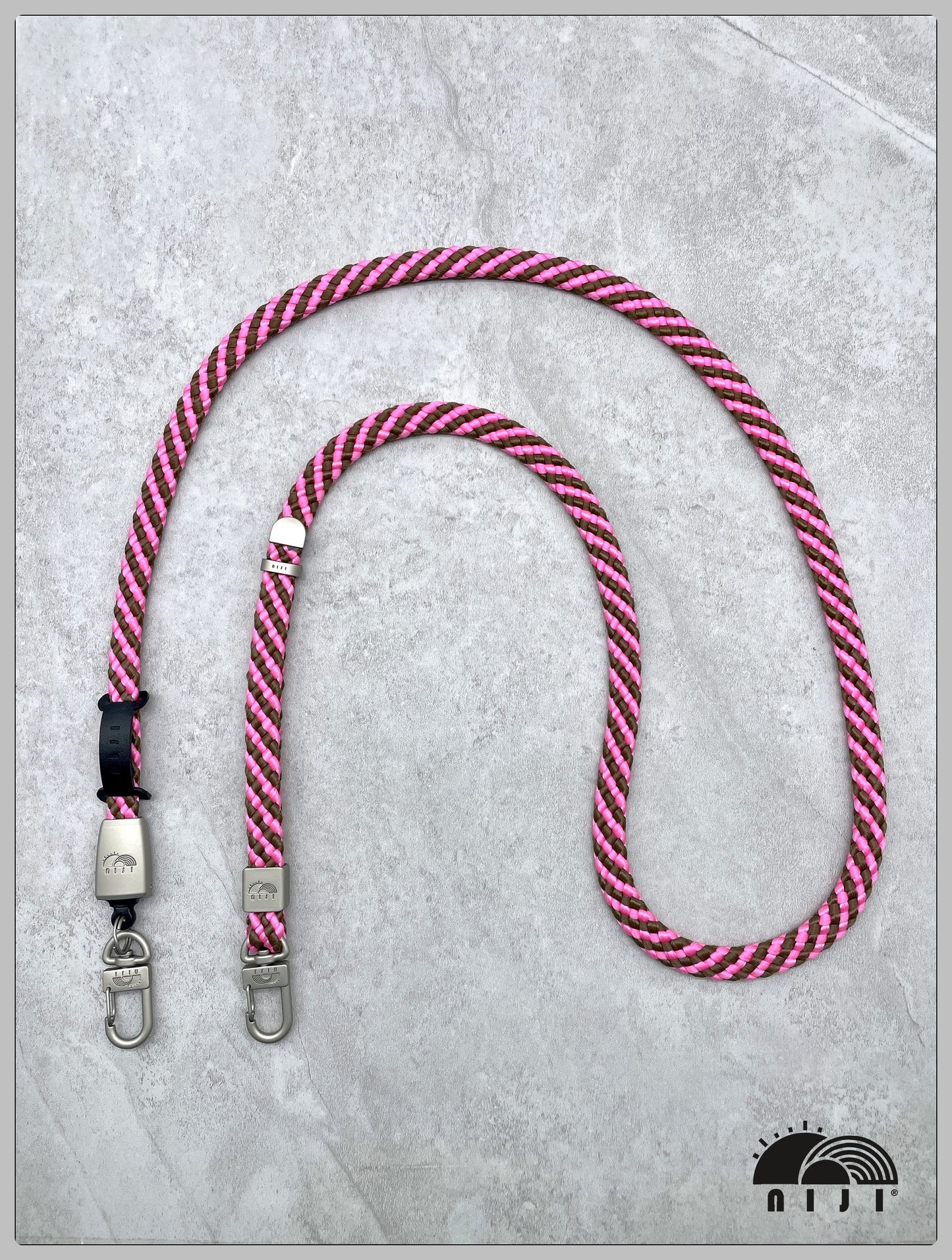 "Coreless flat strap"12mm pink &brown spirals