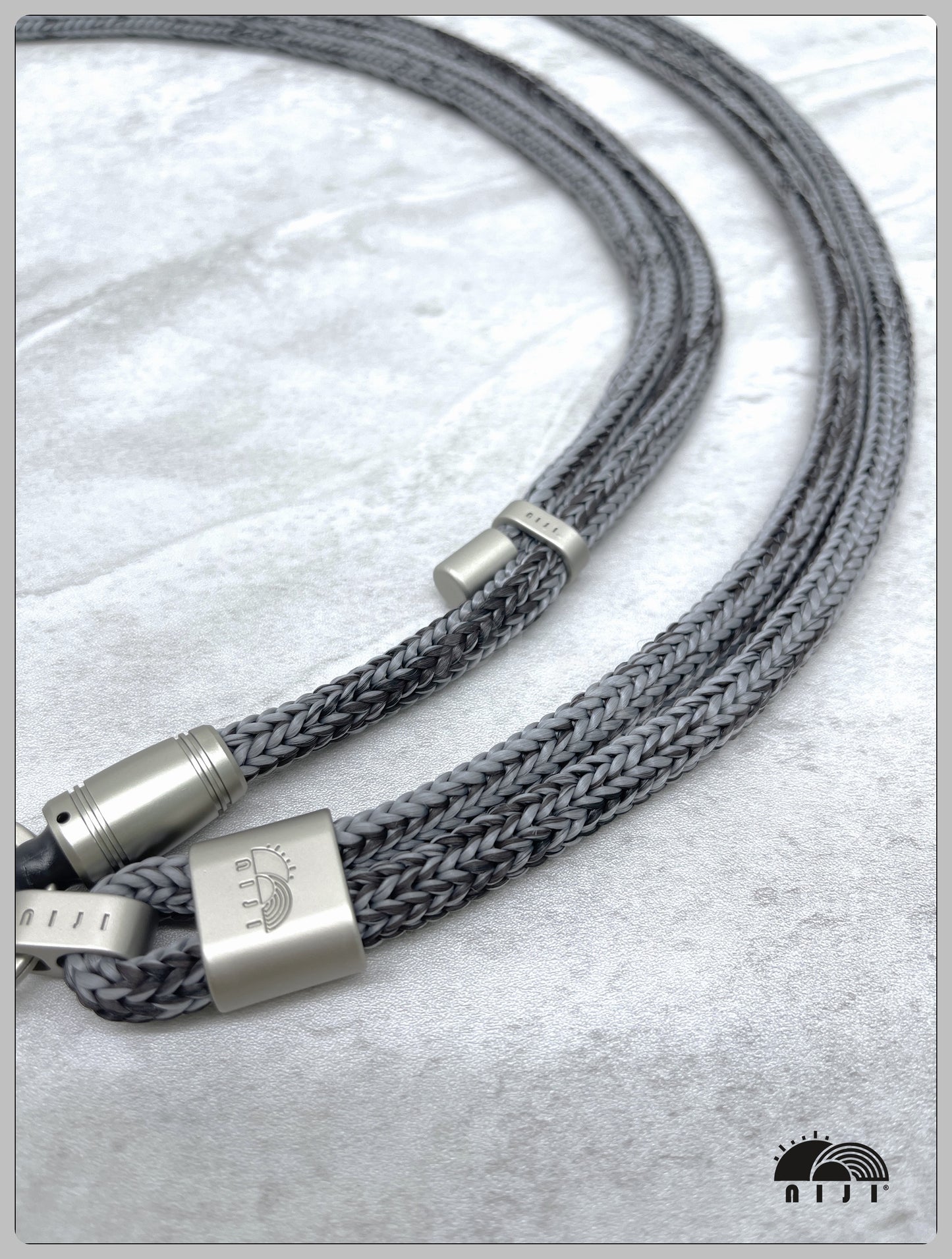 ***Knit double ropes*** 9mm Silver grey w black tracer
