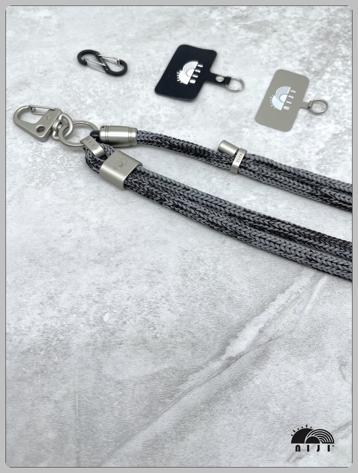 ***Knit double ropes*** 9mm Silver grey w black tracer