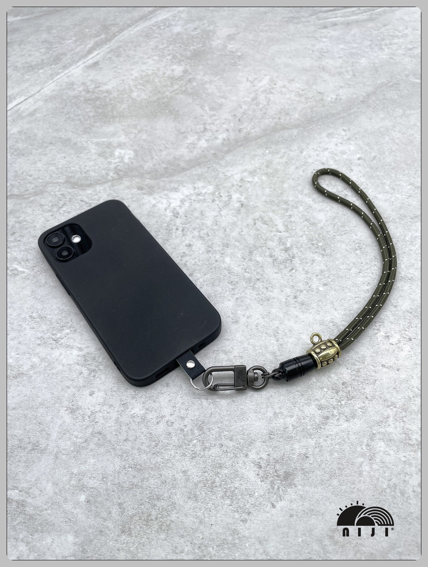 "4mm paracord wrist strap" Charcoal single tracer strap w wine barrel ornament