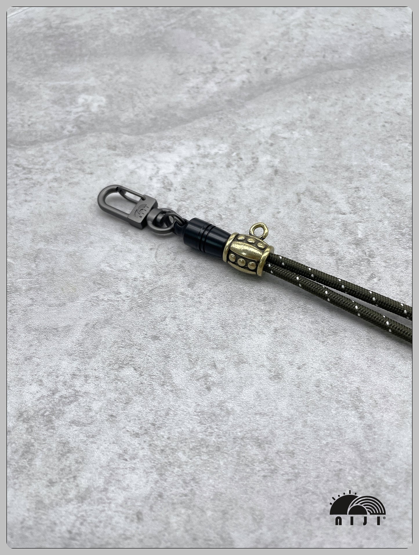"4mm paracord wrist strap" Charcoal single tracer strap w wine barrel ornament