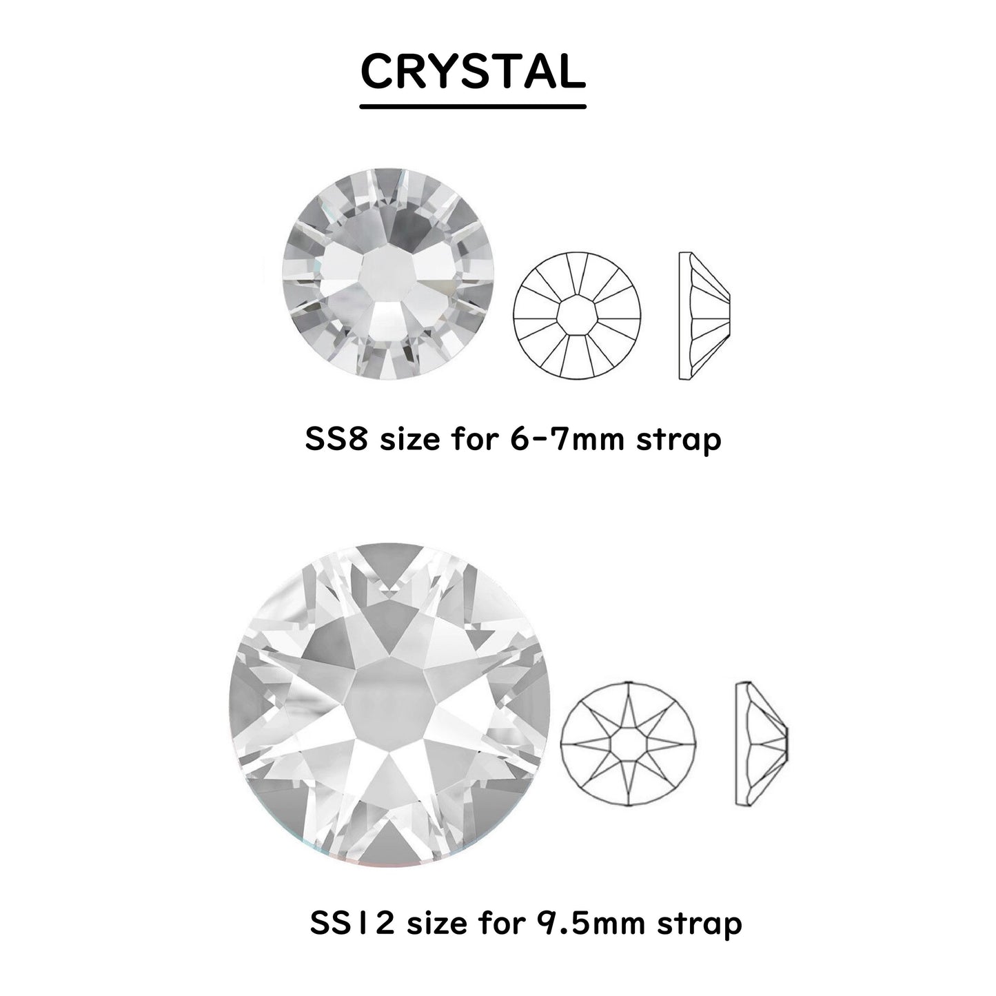 "make your own strap" Strap with crystal stone (set of 2)