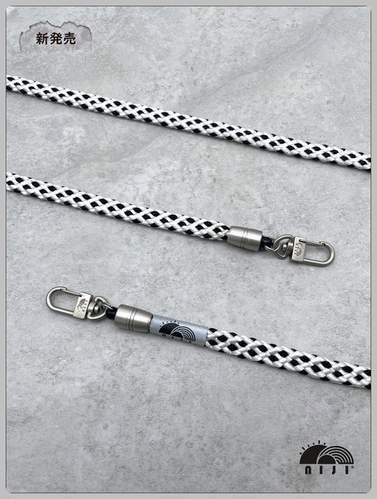 12mm Coreless mobile strap Black & white diamond pattern