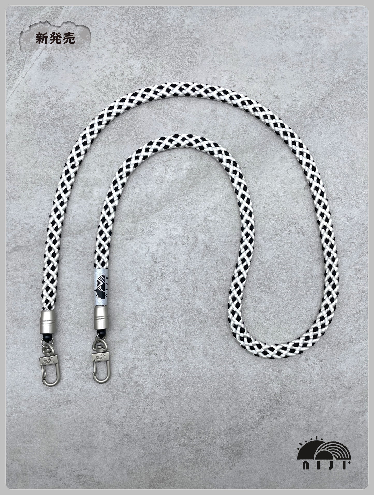 12mm Coreless mobile strap Black & white diamond pattern