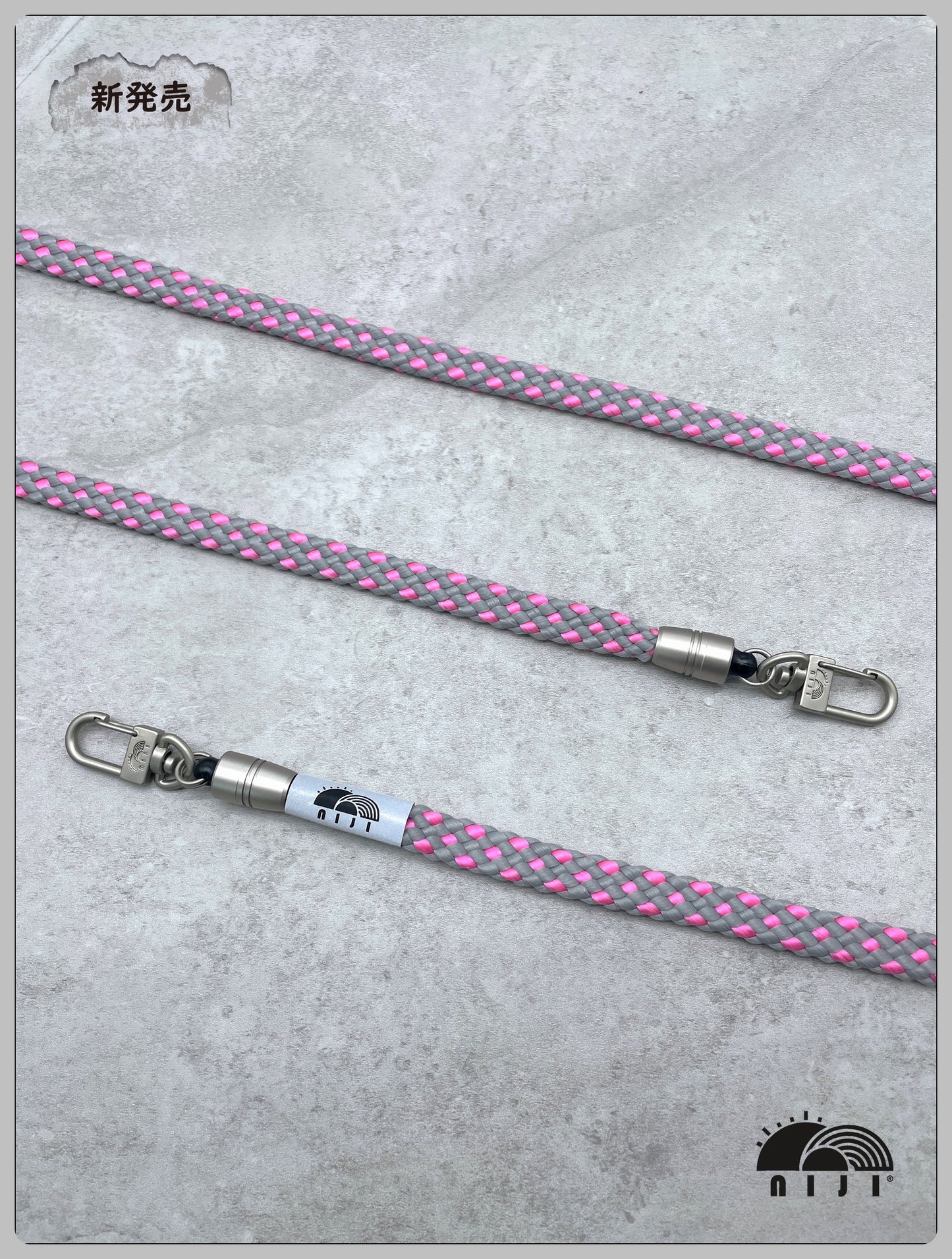 12mm Coreless mobile strap Pink & Grey diamond pattern