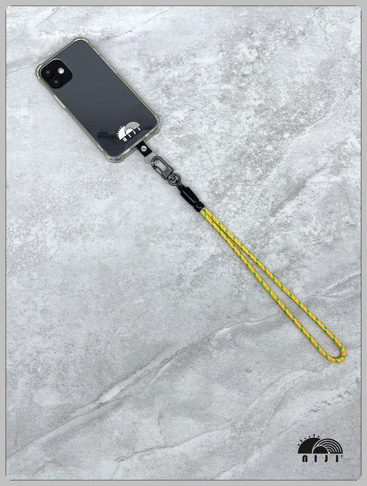 4.5mm Wrist Strap Mountaindax Yellow w pink & teal blue tracer