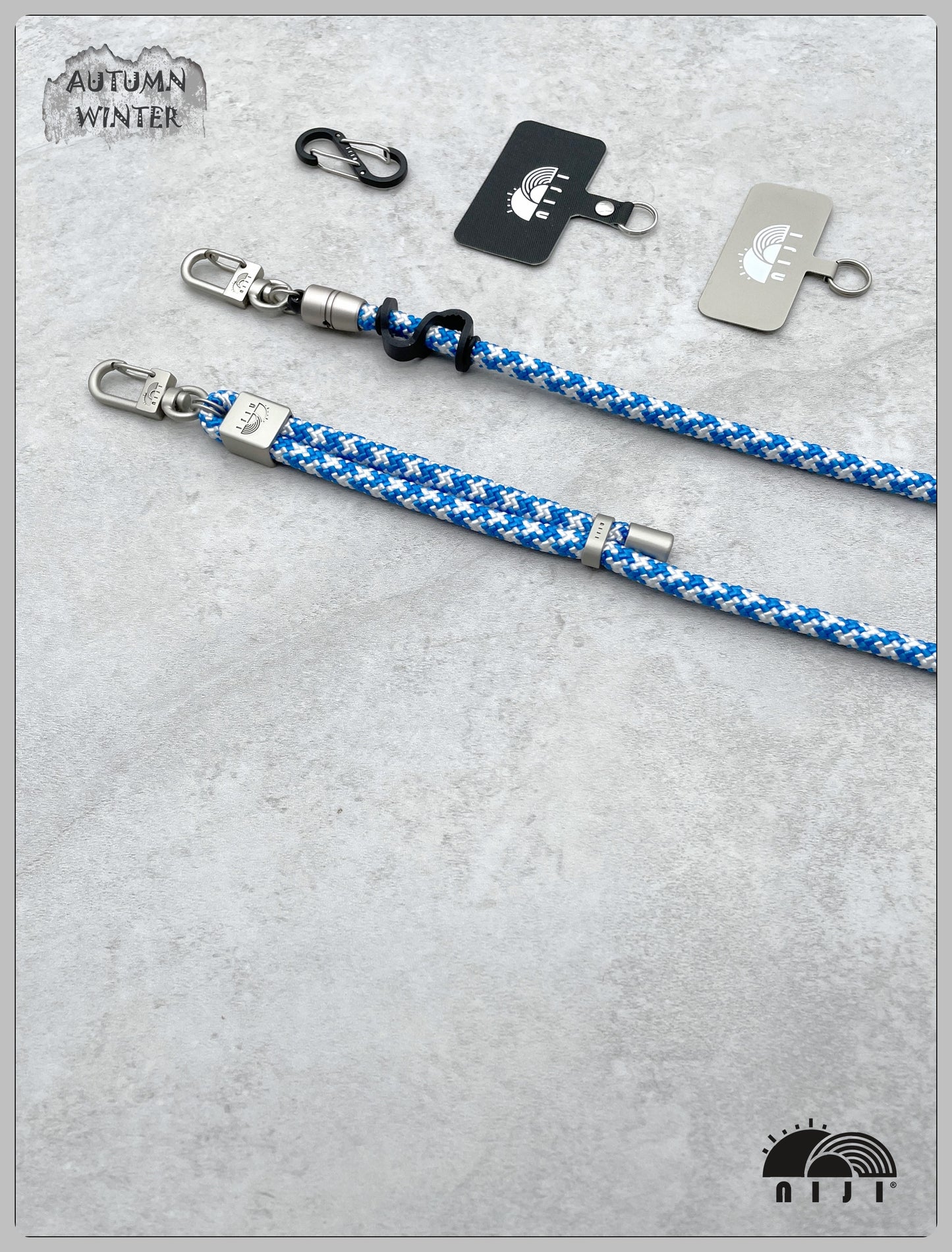 "New arrival"PM phone strap 7mm Blue & White windmill pattern