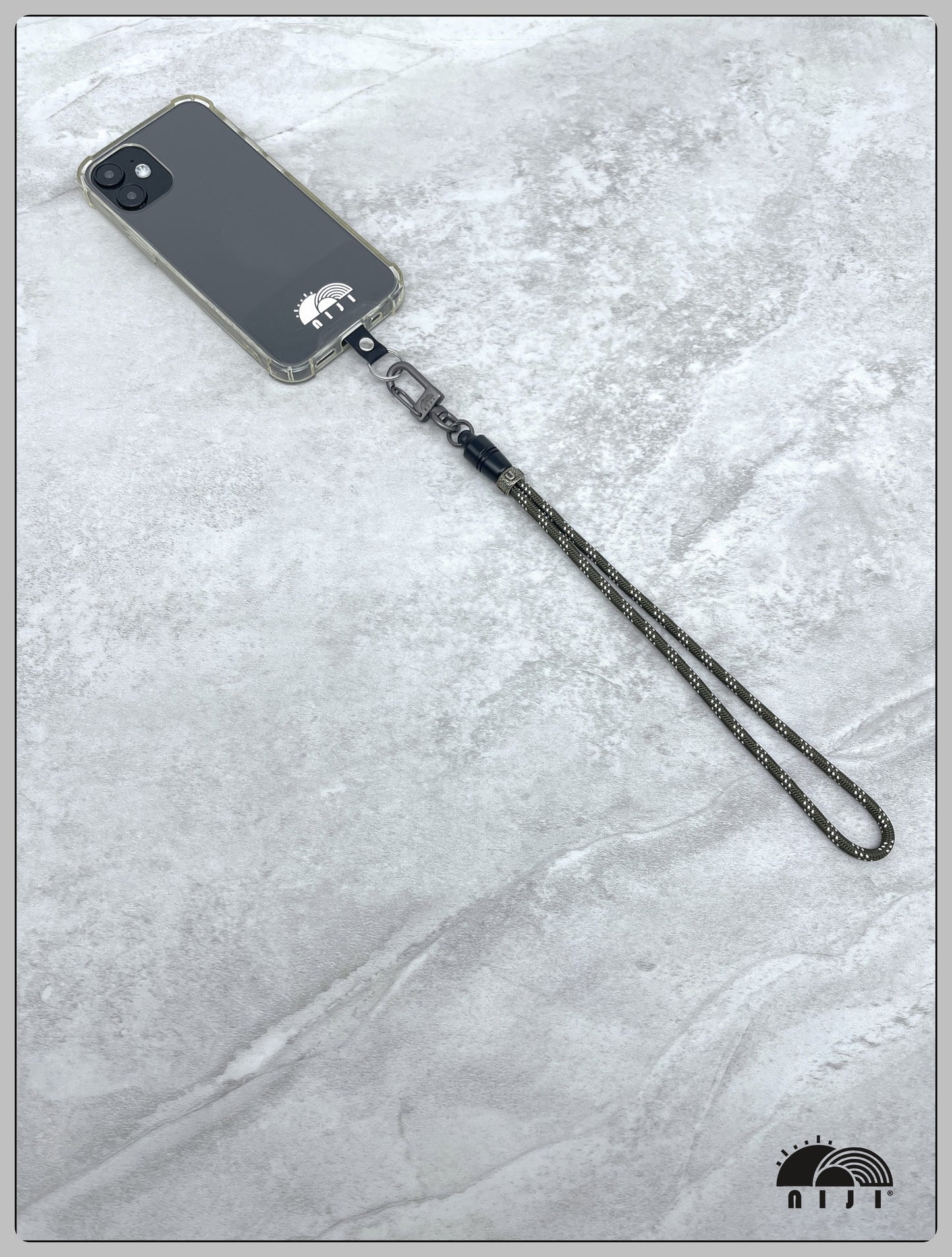 "SS25 New arrival" 4mm Wrist Strap Charcoal Luminous X Antique silver stopper