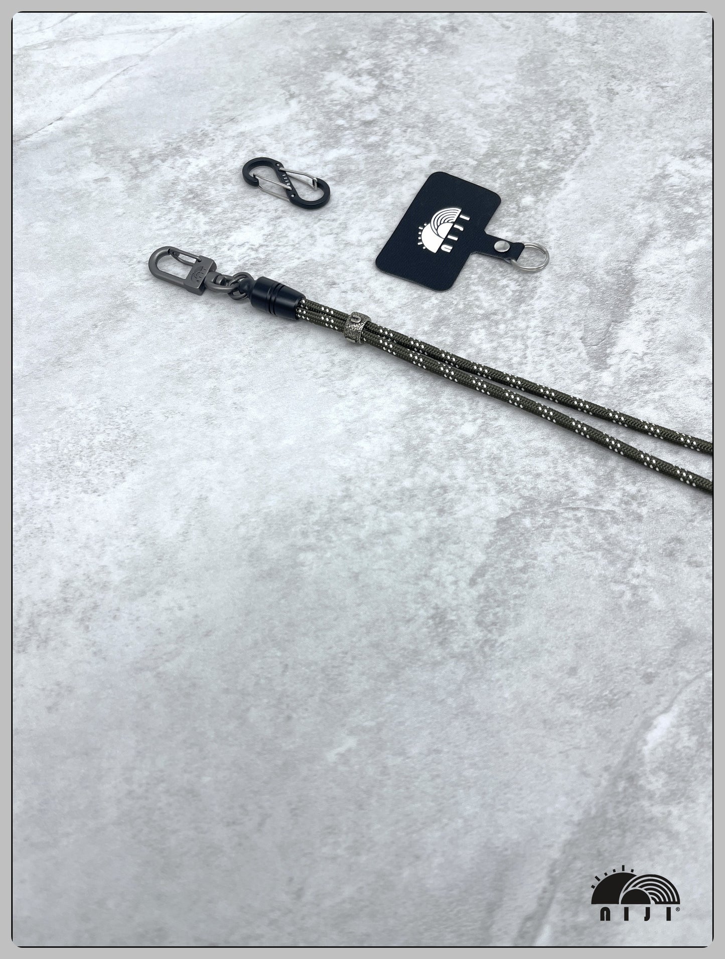 "SS25 New arrival" 4mm Wrist Strap Charcoal Luminous X Antique silver stopper