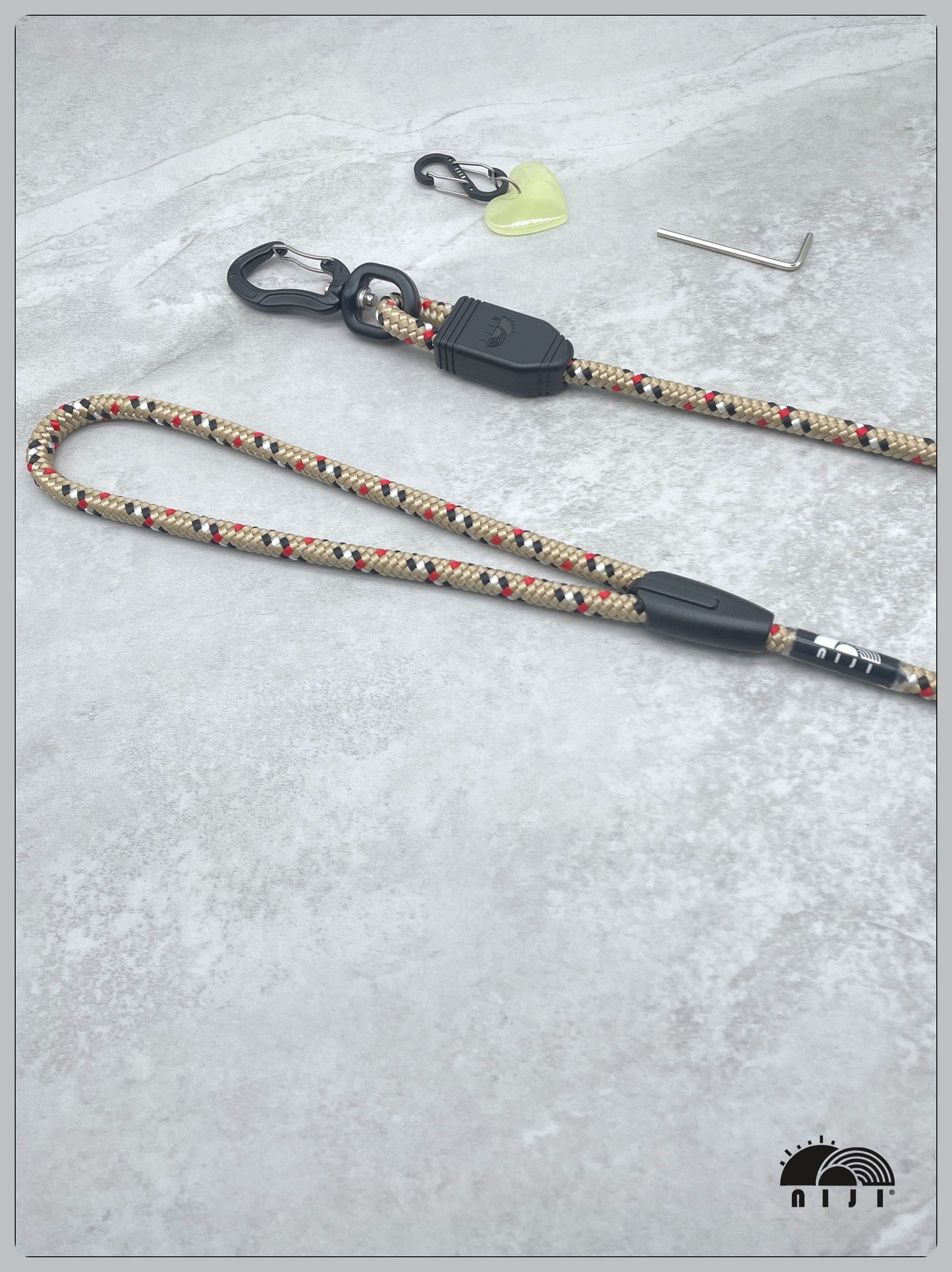 *NEW COLLECTION* niji loop handle dog leash 8mm Tartan beige pattern