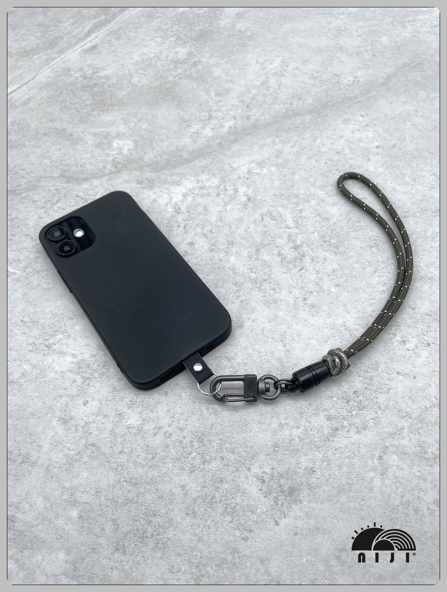 "4mm paracord wrist strap" Charcoal single tracer strap w snake ornament