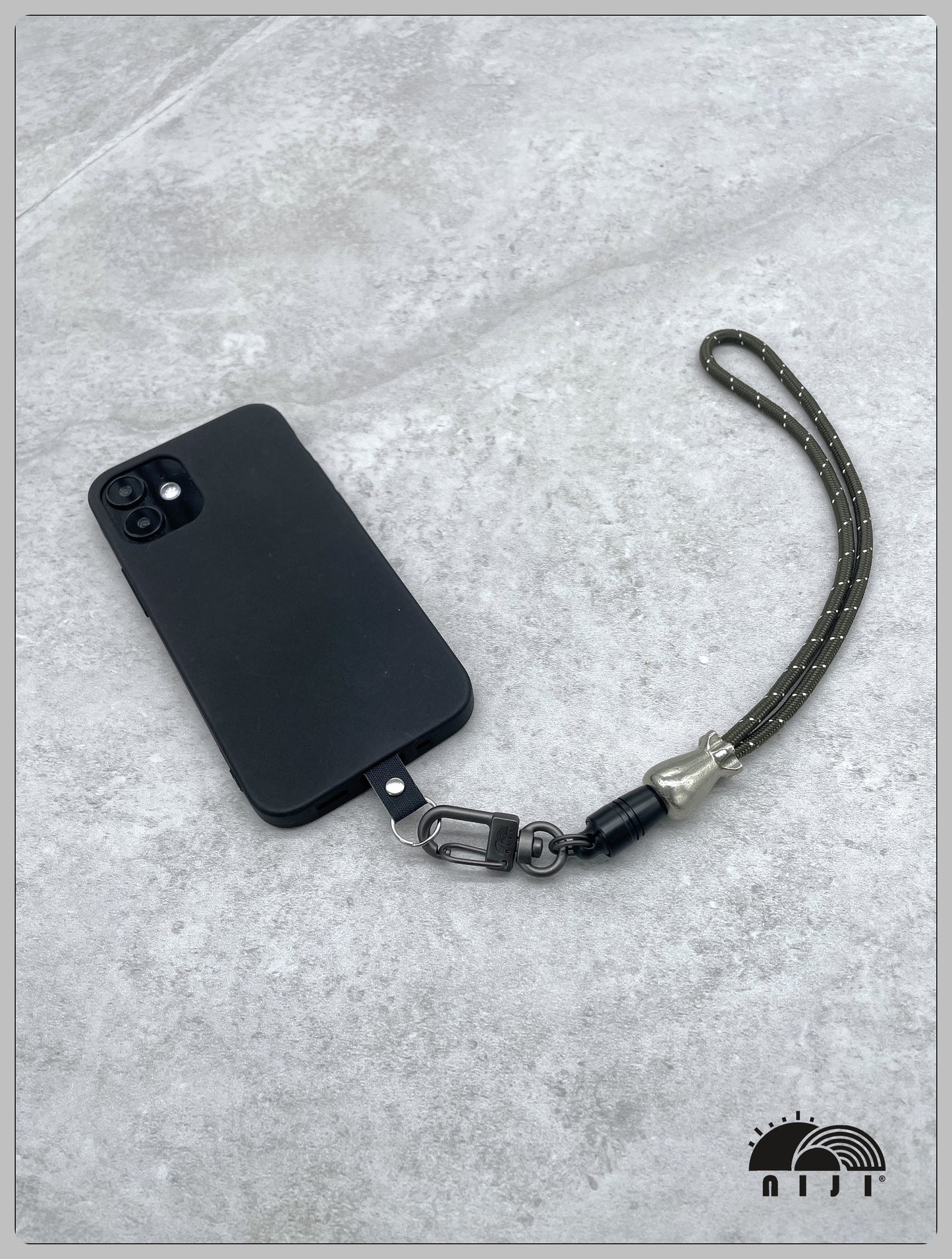 "4mm paracord wrist strap" Charcoal single tracer strap w bomb ornament