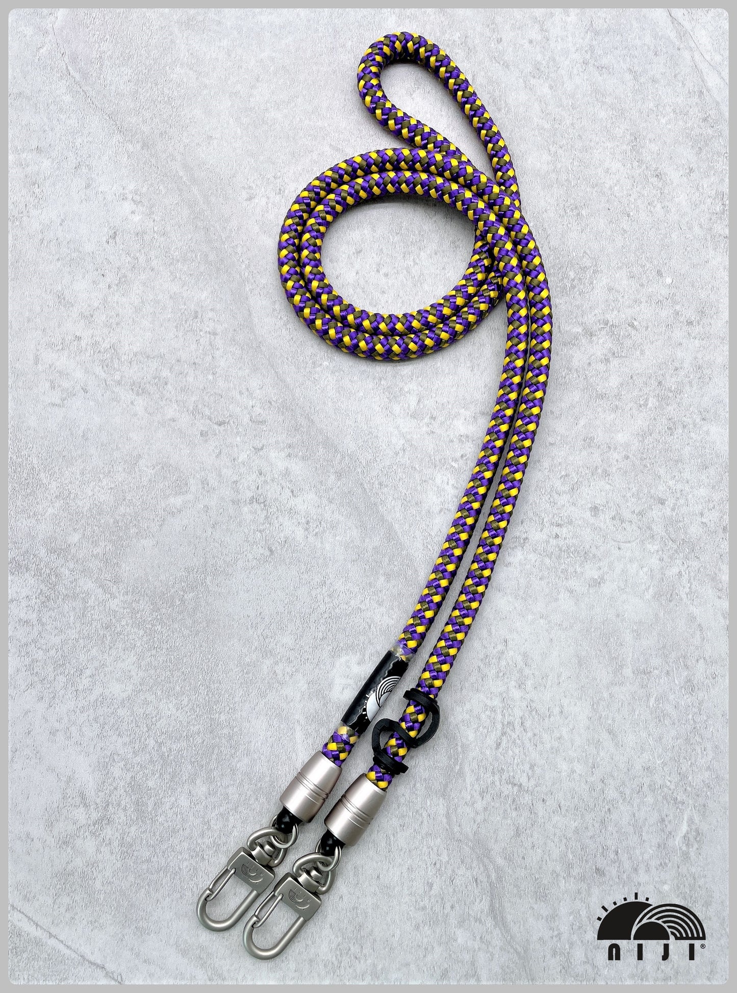 8mm Purple charocoal & yellow braided pattern