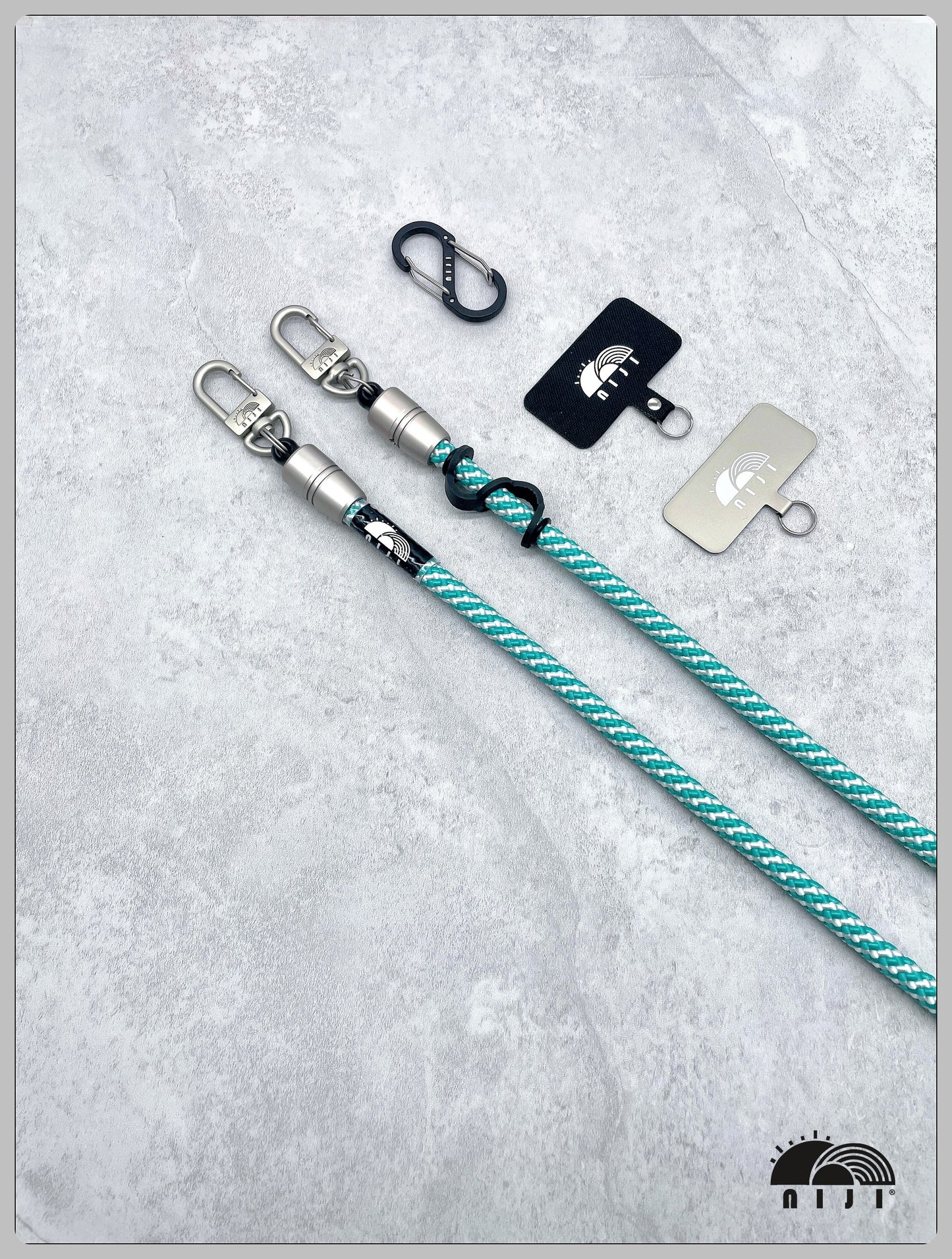 "RESTOCK" 9.5mm Teal & white spirals