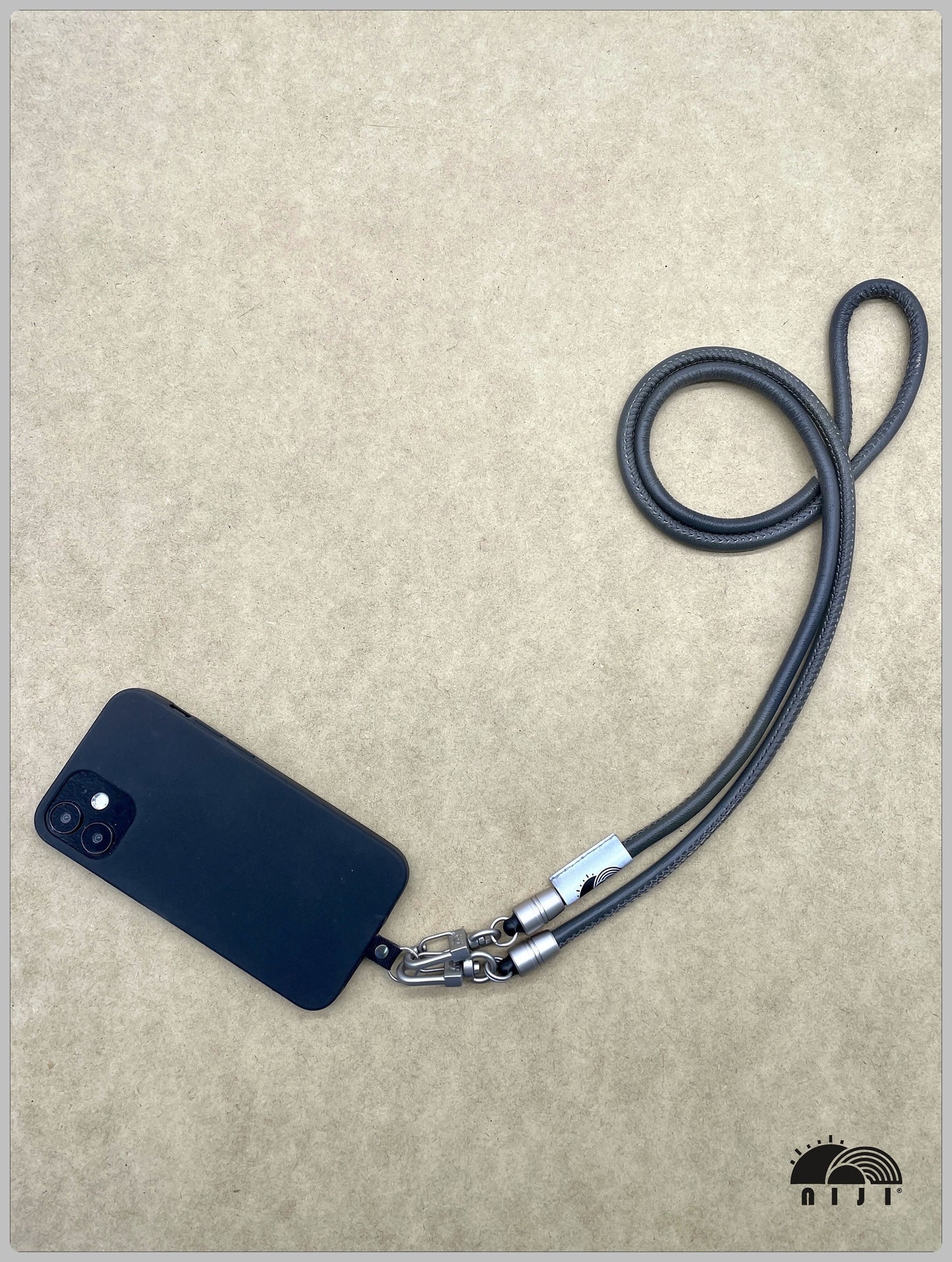 "Nappa leather mobile strap" 6mm Charcoal color