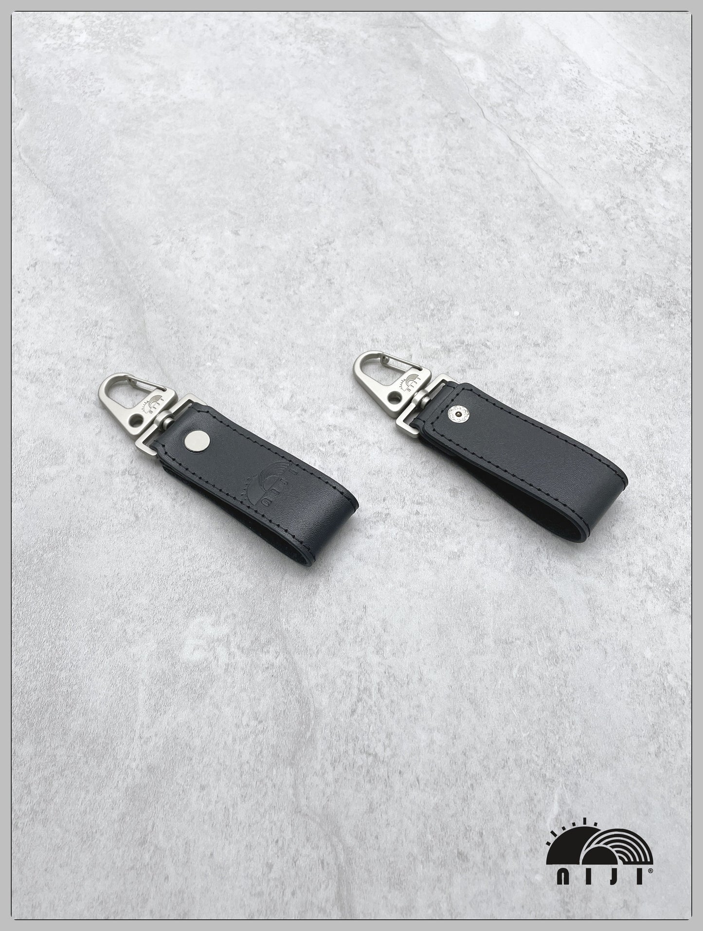 niji bufffed leather keychain