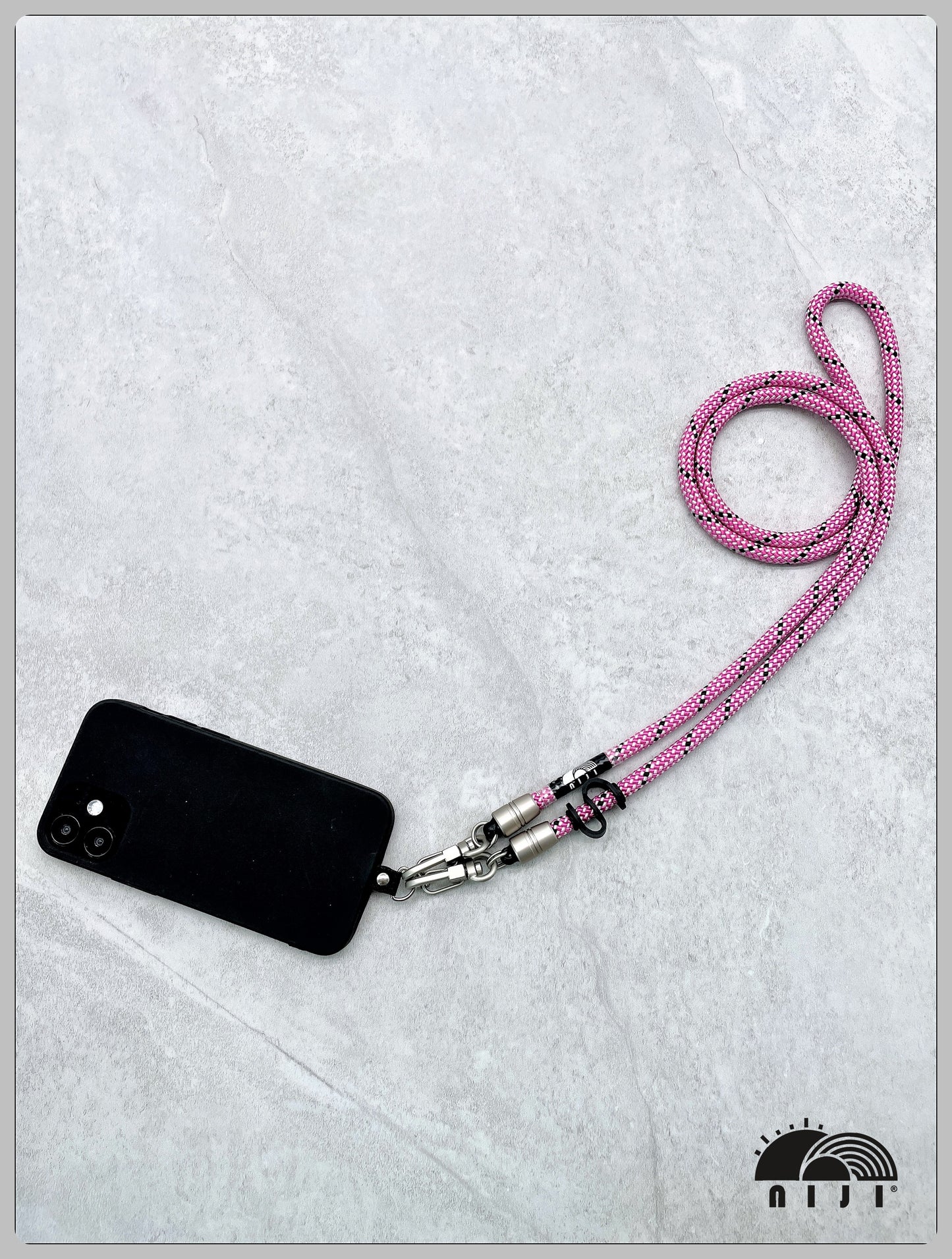 7mm pink braided white w black tracer